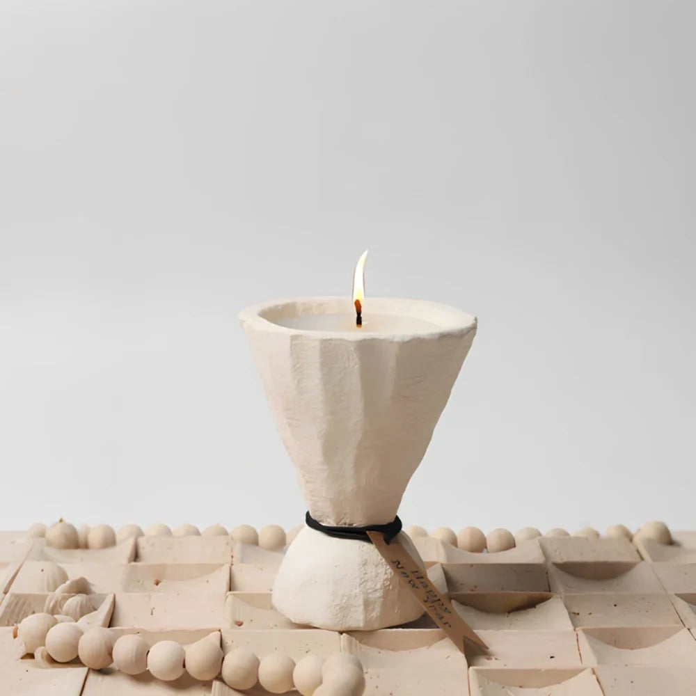 Concrete candle holder, nordic cement, view 1