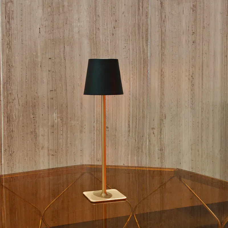 cordless table lamp rechargeable led, black and gold