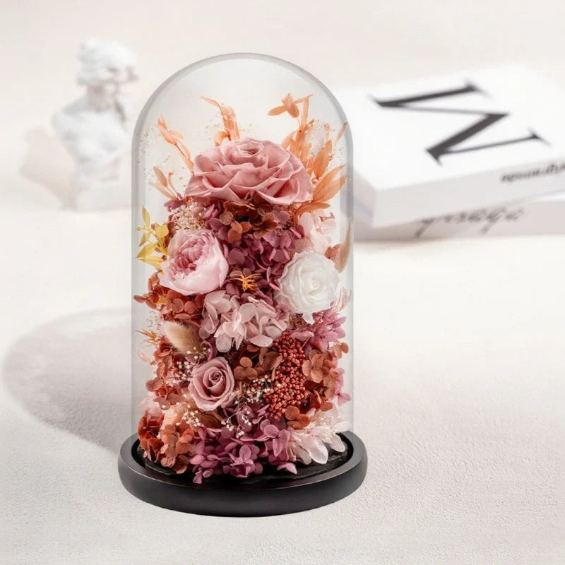 Dried flower night light, glass dome, view 7