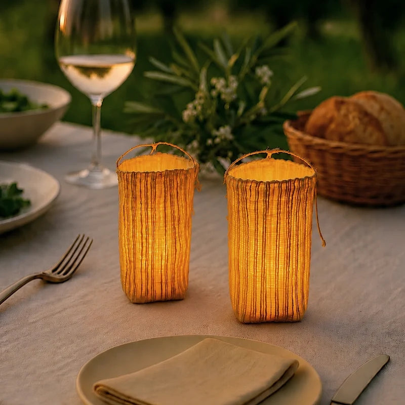 Woven LED candle lantern, view 4