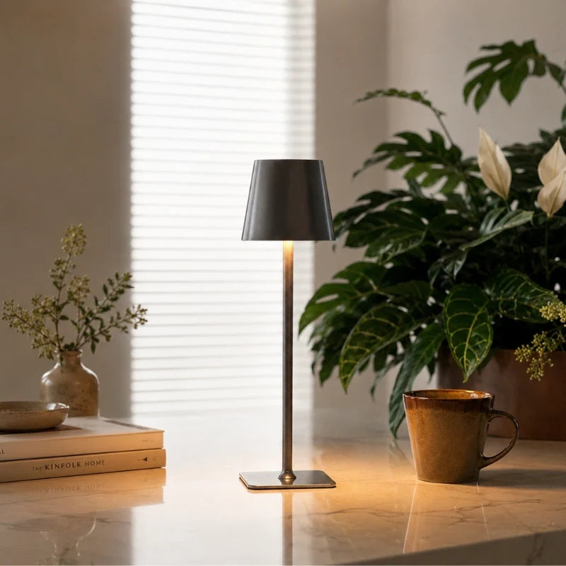 cordless table lamp rechargeable led, silver
