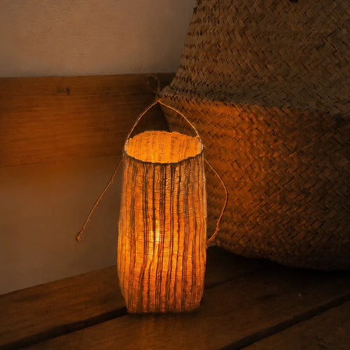 Woven LED candle lantern, view 2