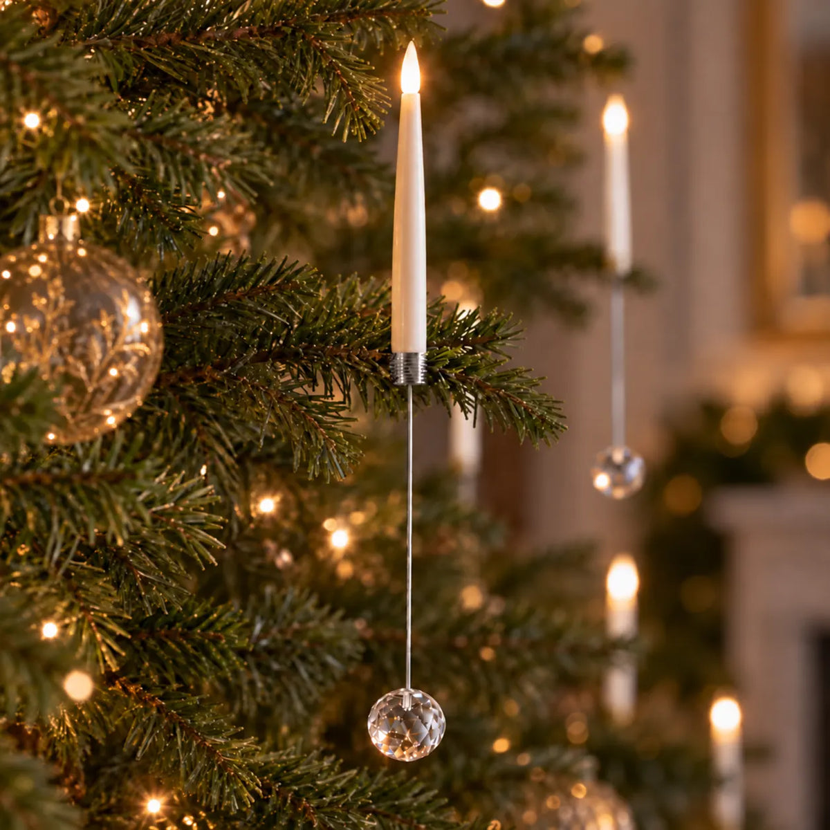 Christmas tree candles with remote, flameless, view 9