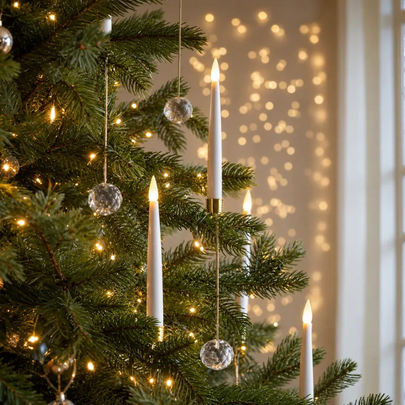 Christmas tree candles with remote, flameless, view 1