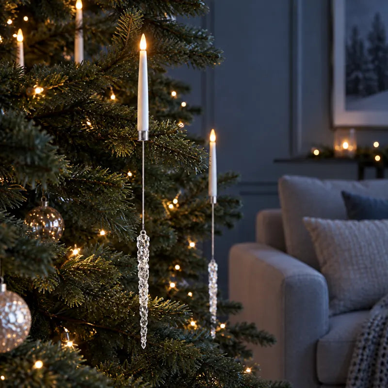 Christmas tree candles with remote, flameless, view 12