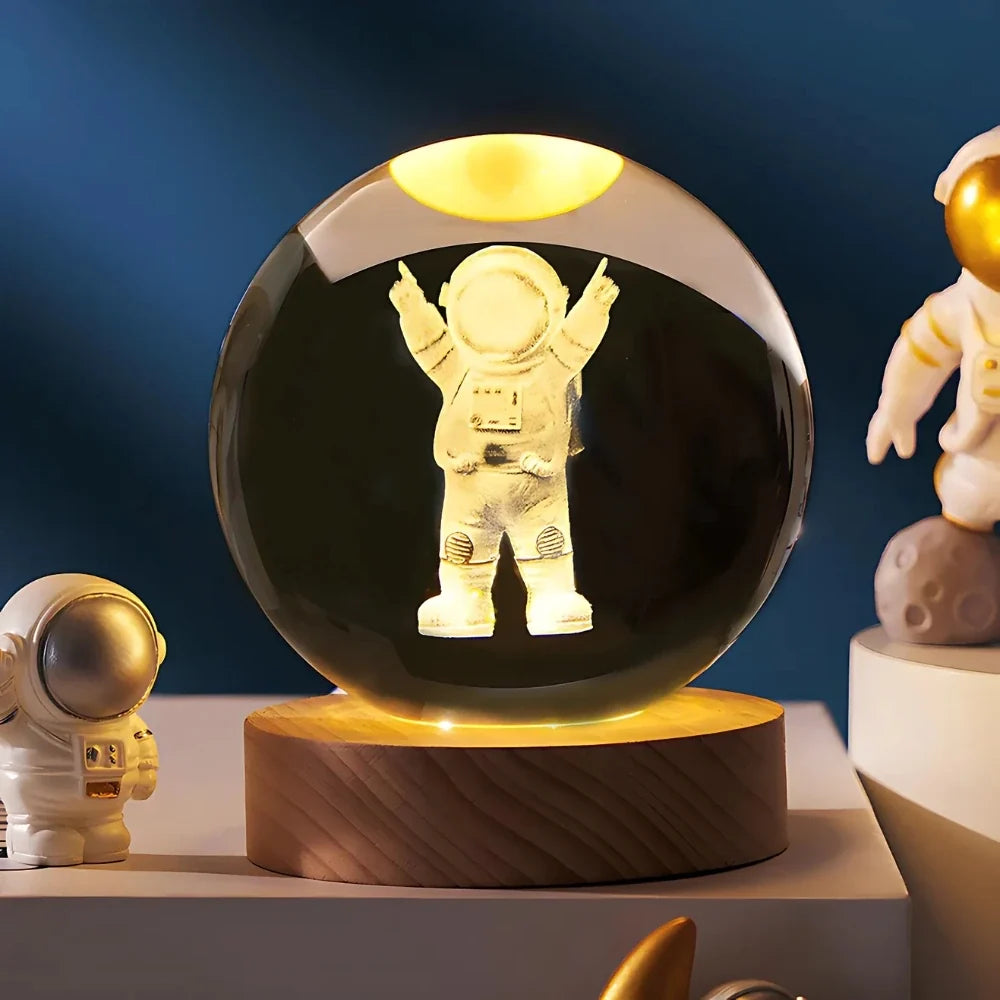 3D crystal ball lamp, moon & galaxy, view 5