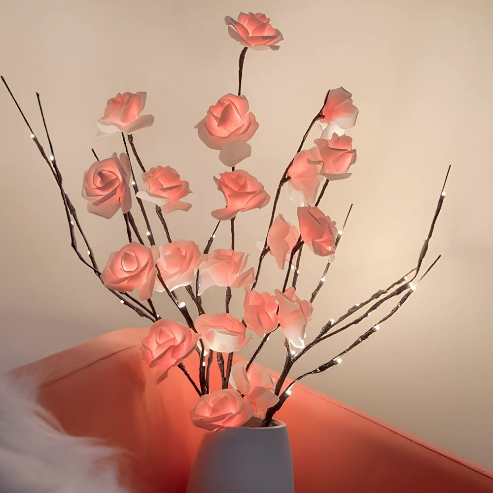 lighted branches battery operated, pink rose