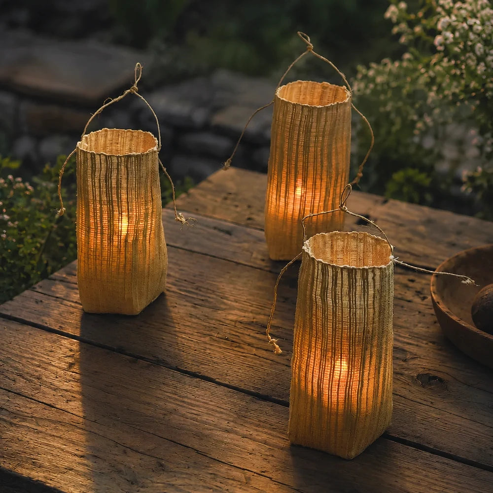 Woven LED candle lantern, view 5