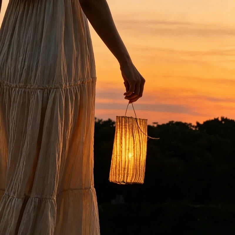 Woven LED candle lantern, view 7