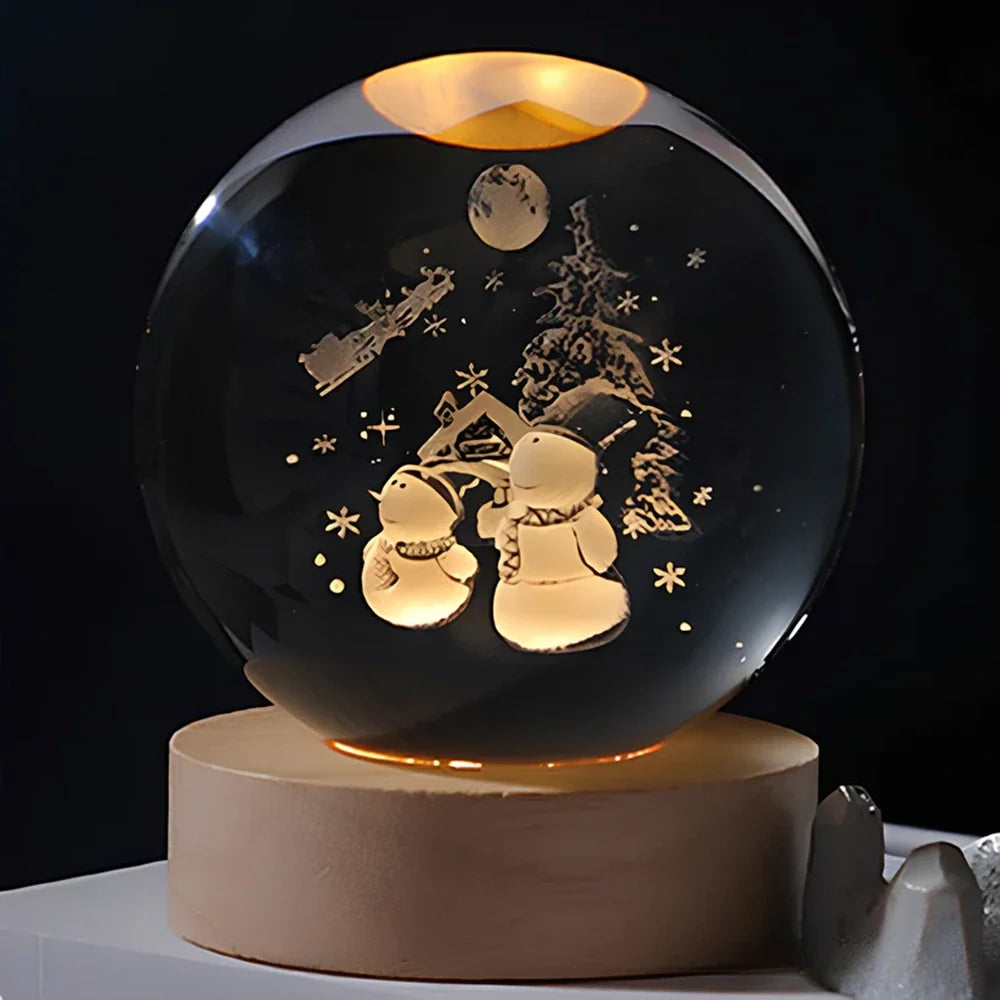 3d crystal ball lamp, snowmen
