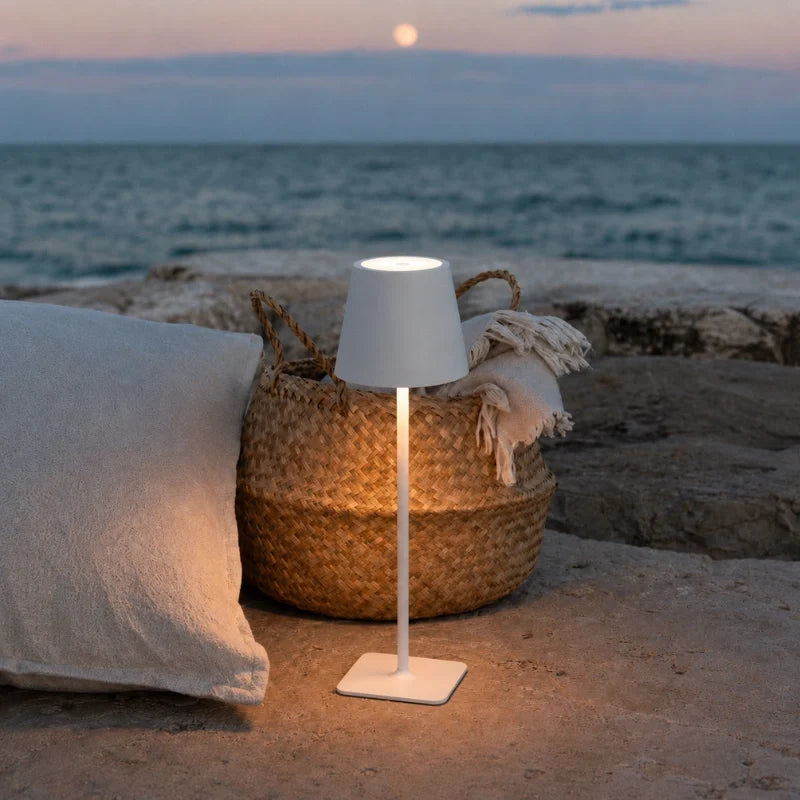 cordless table lamp rechargeable led, matte white