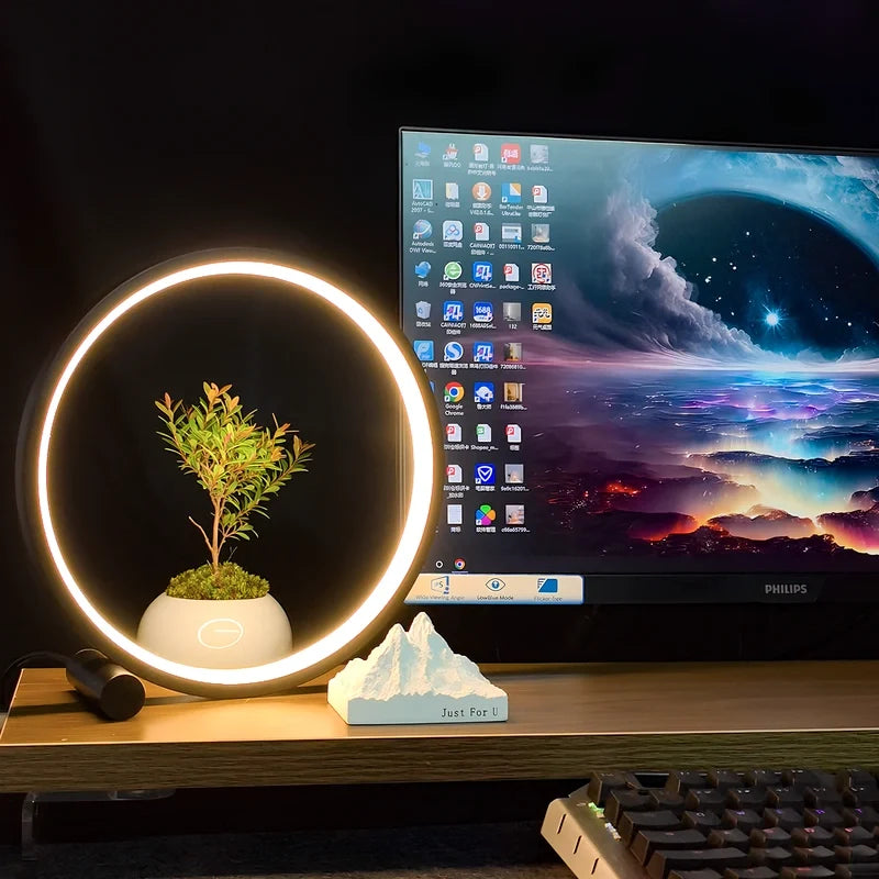 Modern halo bedside lamp, dimmable, view 6