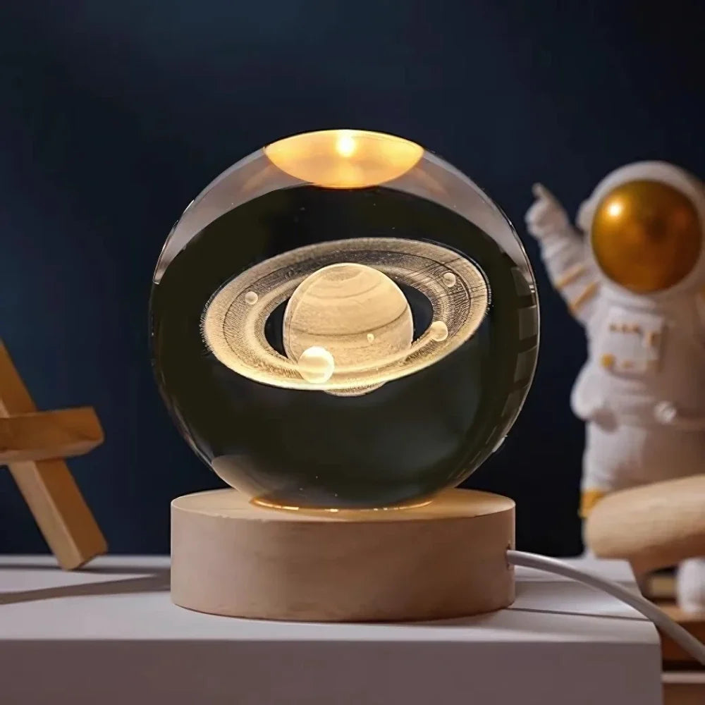 3D crystal ball lamp, moon & galaxy, view 6