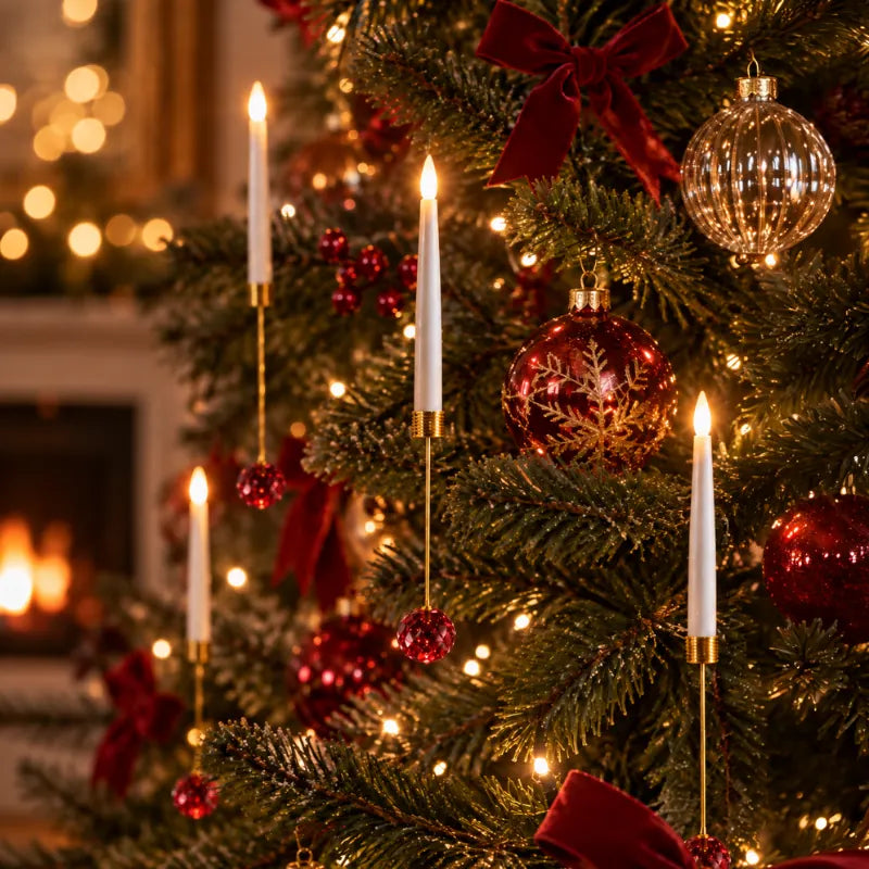 Christmas tree candles with remote, flameless, view 7