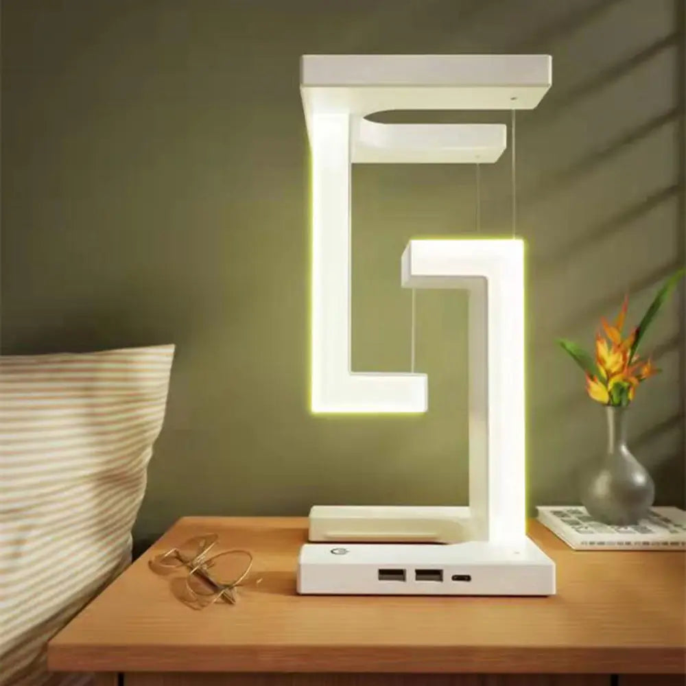 LED lamp with wireless charger, view 4