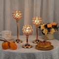 Crystal candle holder, gold or silver, view 1