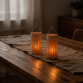 Woven LED candle lantern, view 1