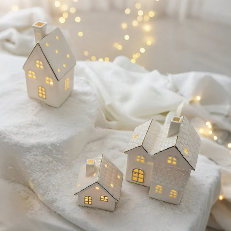 Ceramic Christmas village set, light up, view 8