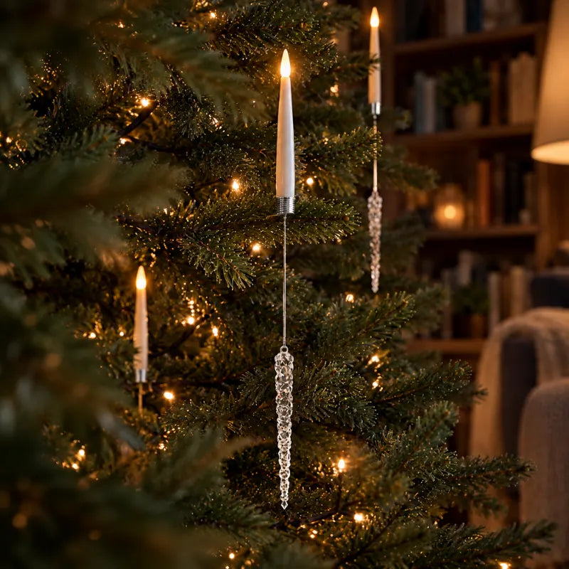 Christmas tree candles with remote, flameless, view 11