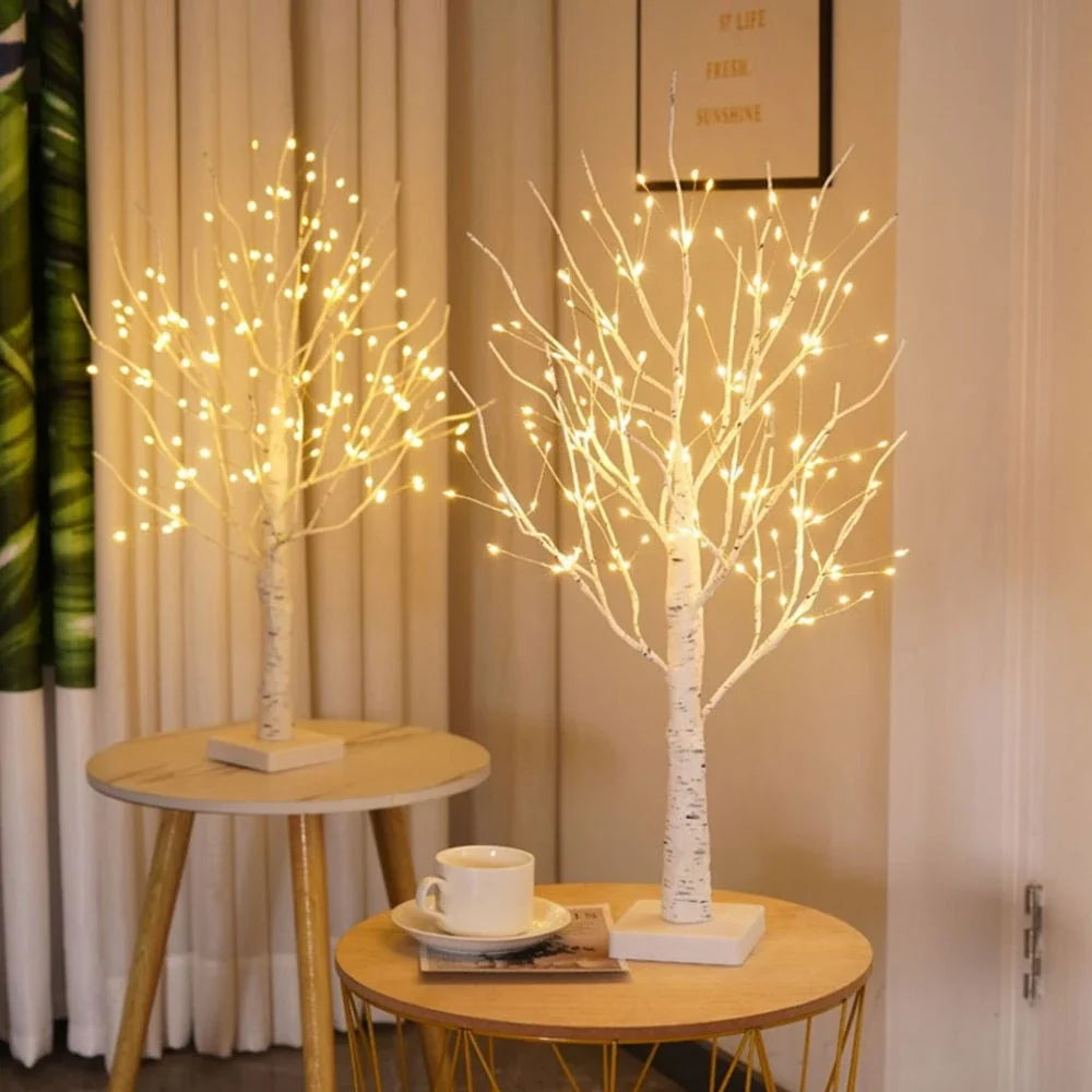 Birch tree light, battery operated LED, view 3