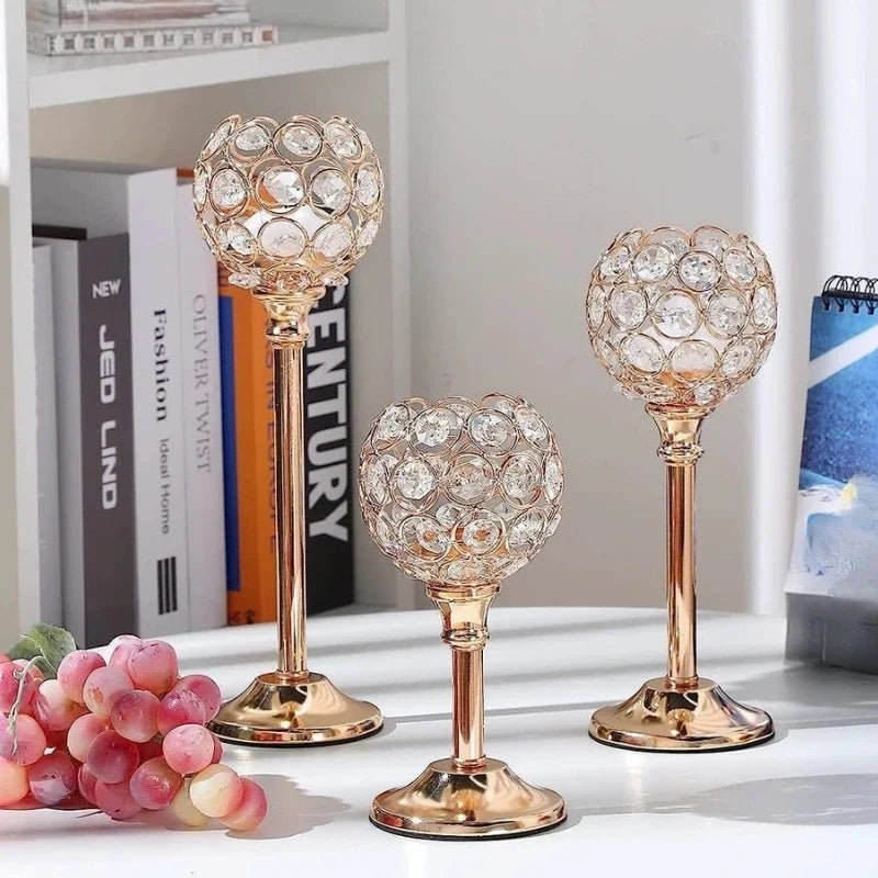 Crystal candle holder, gold or silver, view 6