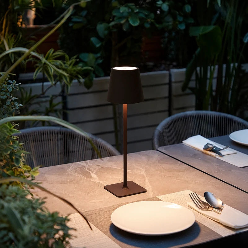 cordless table lamp rechargeable led, matte brown