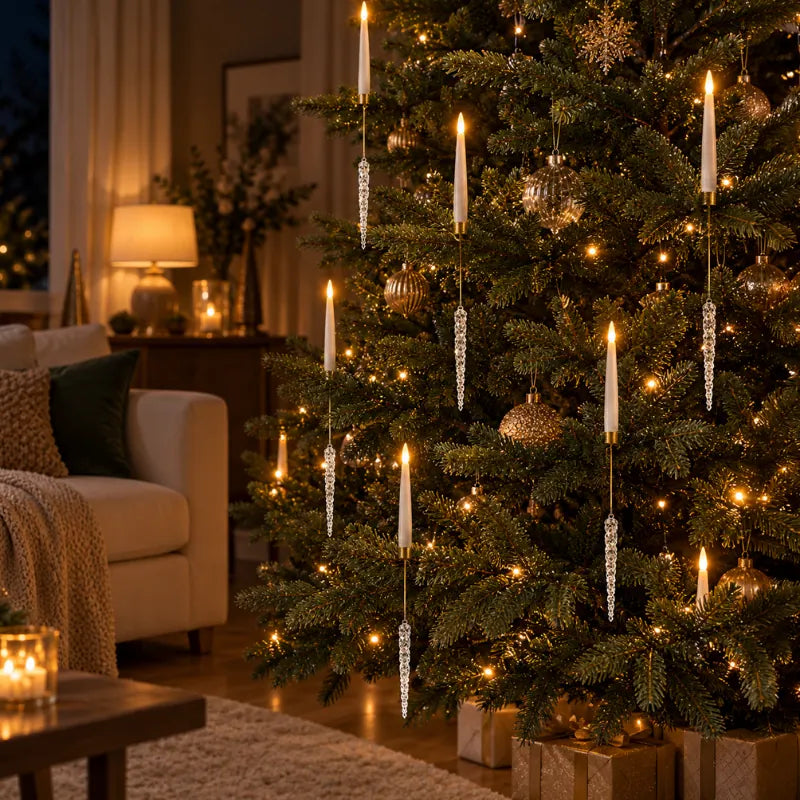 Christmas tree candles with remote, flameless, view 10
