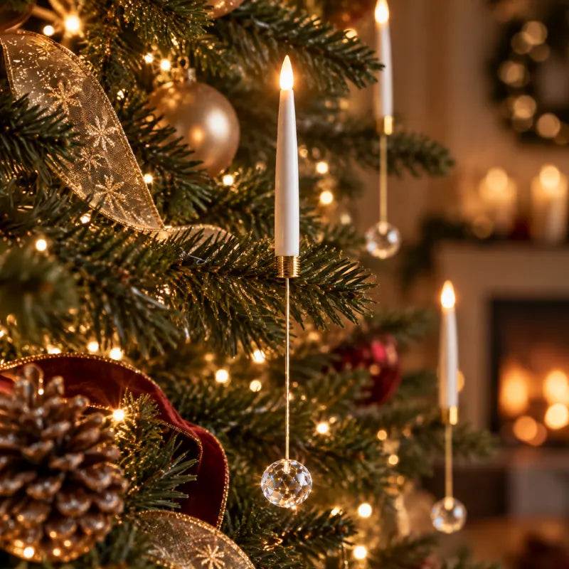 Christmas tree candles with remote, flameless, view 2