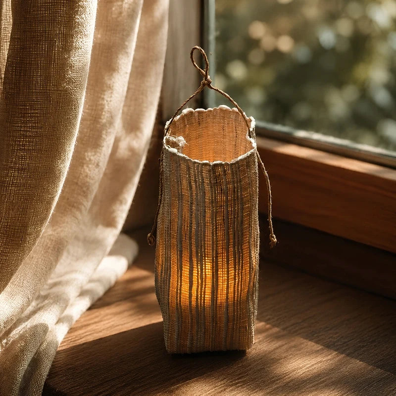 Woven LED candle lantern, view 6