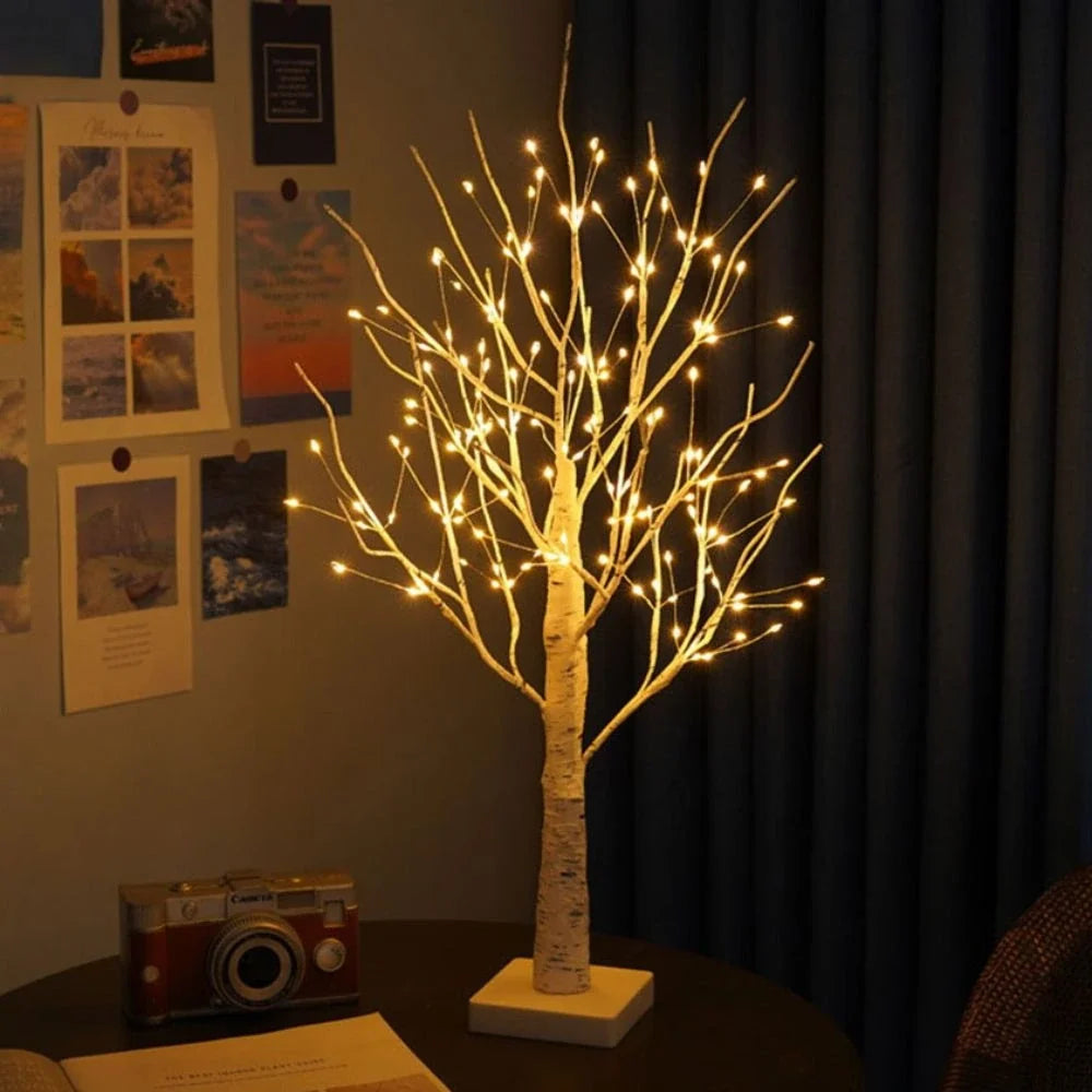 Birch tree light, battery operated LED, view 4