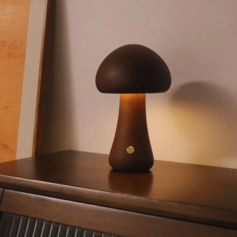 Cordless mushroom lamp, wooden, view 8