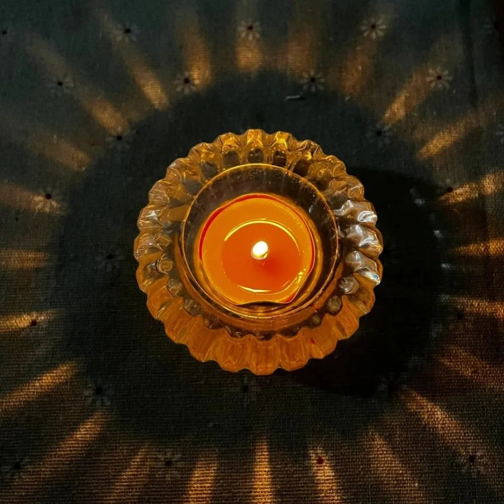 Glass tealight holder, ribbed crystal, view 5