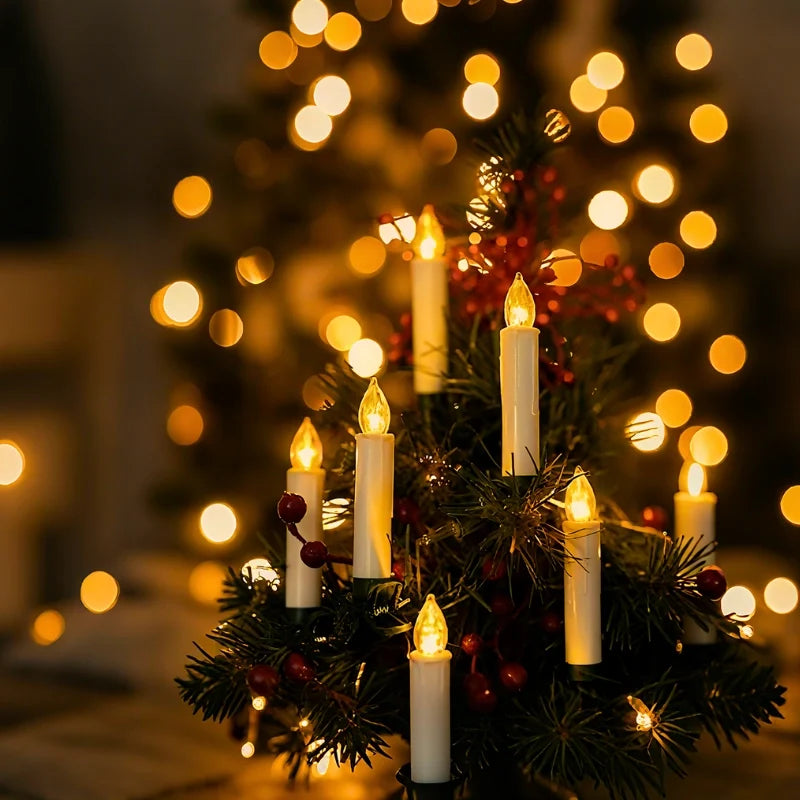 Clip-on Christmas tree candles with remote, view 4