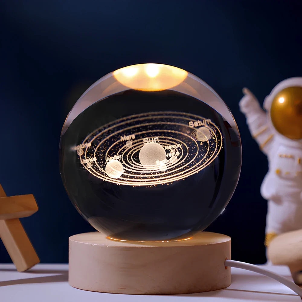 3D crystal ball lamp, moon & galaxy, view 3