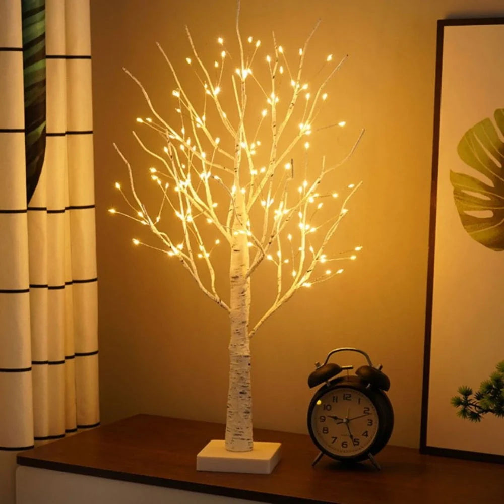 Birch tree light, battery operated LED, view 6