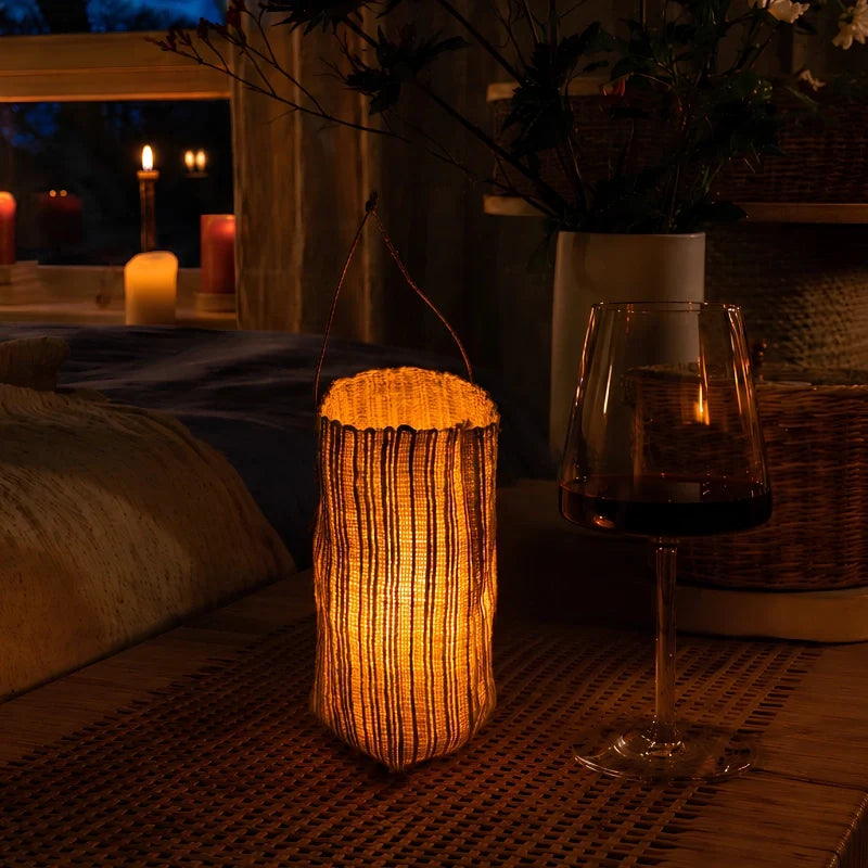 Woven LED candle lantern, view 3