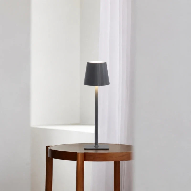 cordless table lamp rechargeable led, matte grey