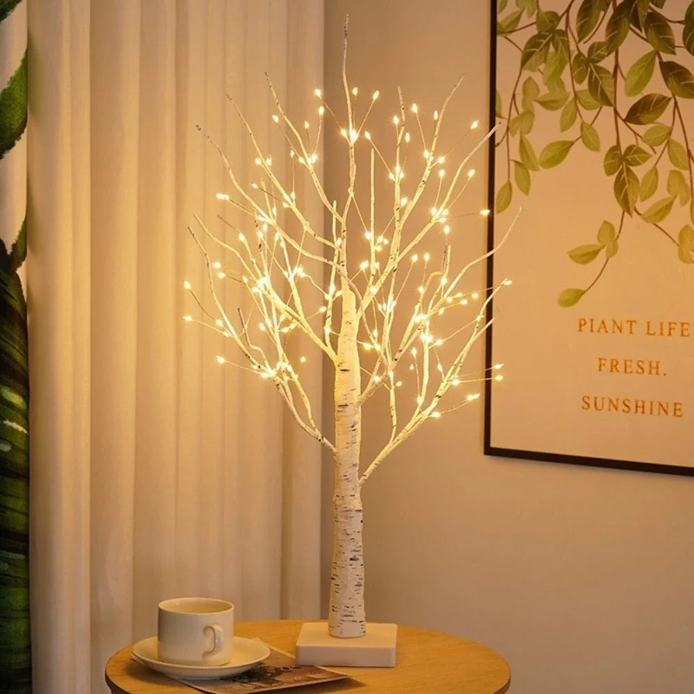 Birch tree light, battery operated LED, view 7