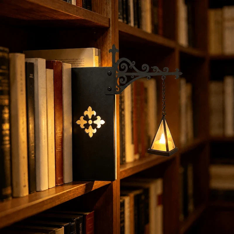 Bookshelf lantern light, book nook, view 5