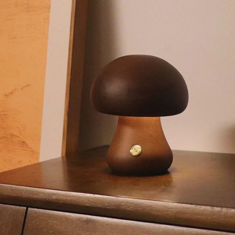 Cordless mushroom lamp, wooden, view 6