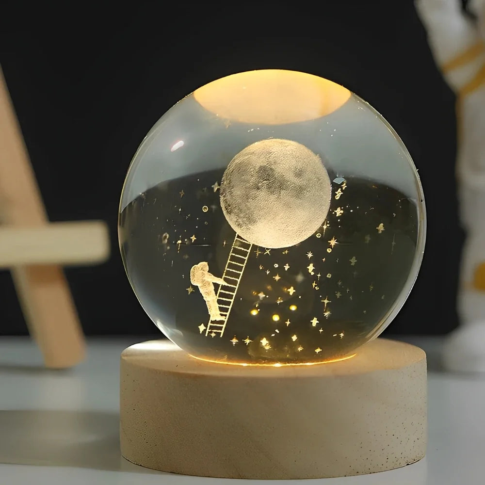 3D crystal ball lamp, moon & galaxy, view 8
