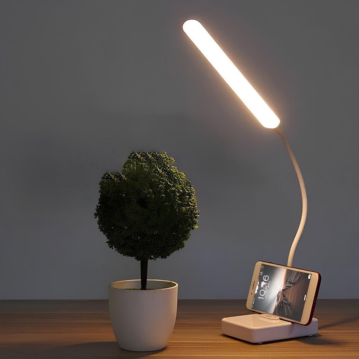 LED desk lamp, rechargeable or plug-in, view 1