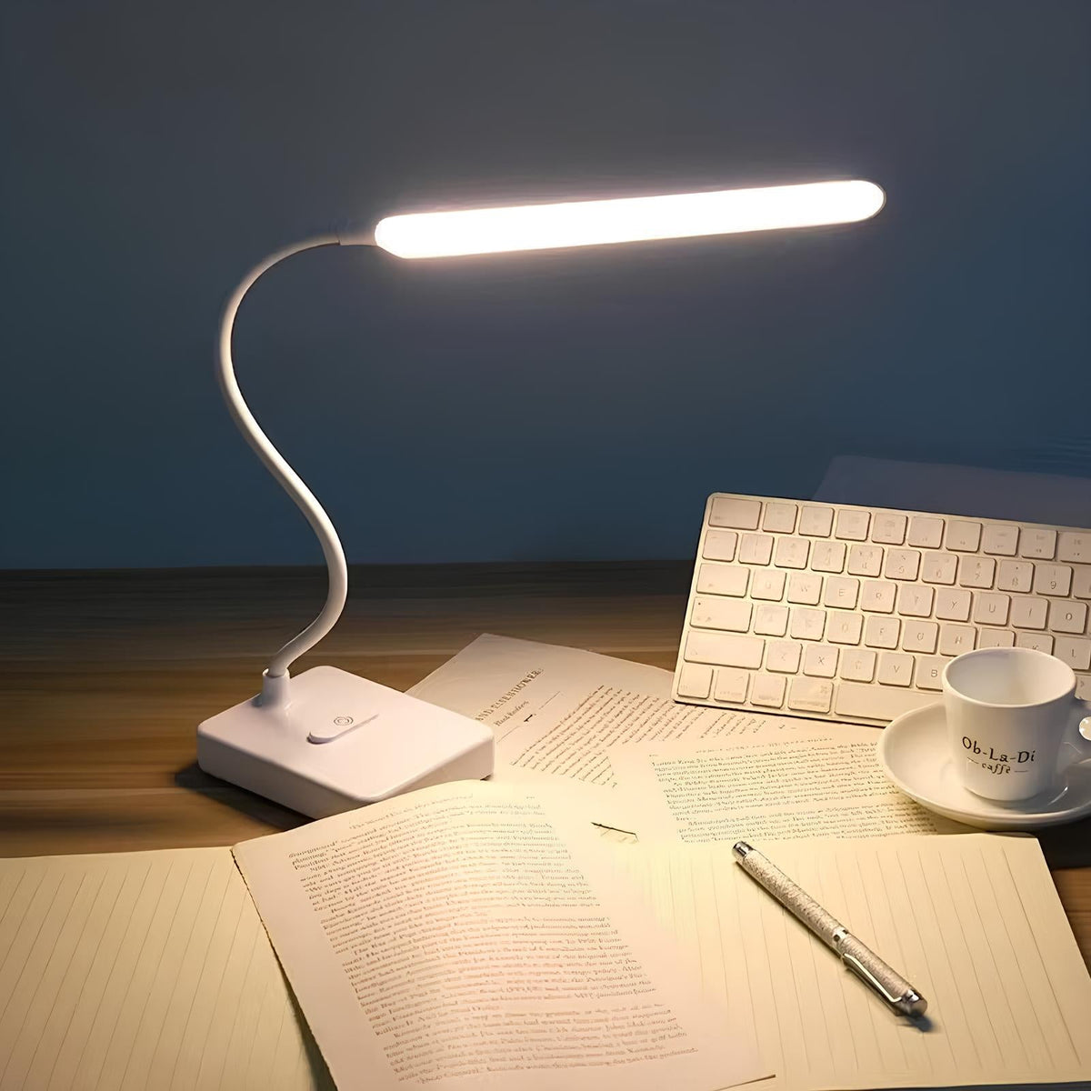 LED desk lamp, rechargeable or plug-in, view 3