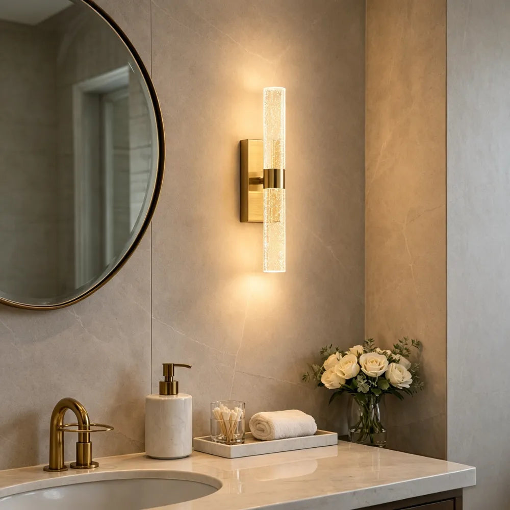Gold wall sconce, cordless rechargeable, view 1