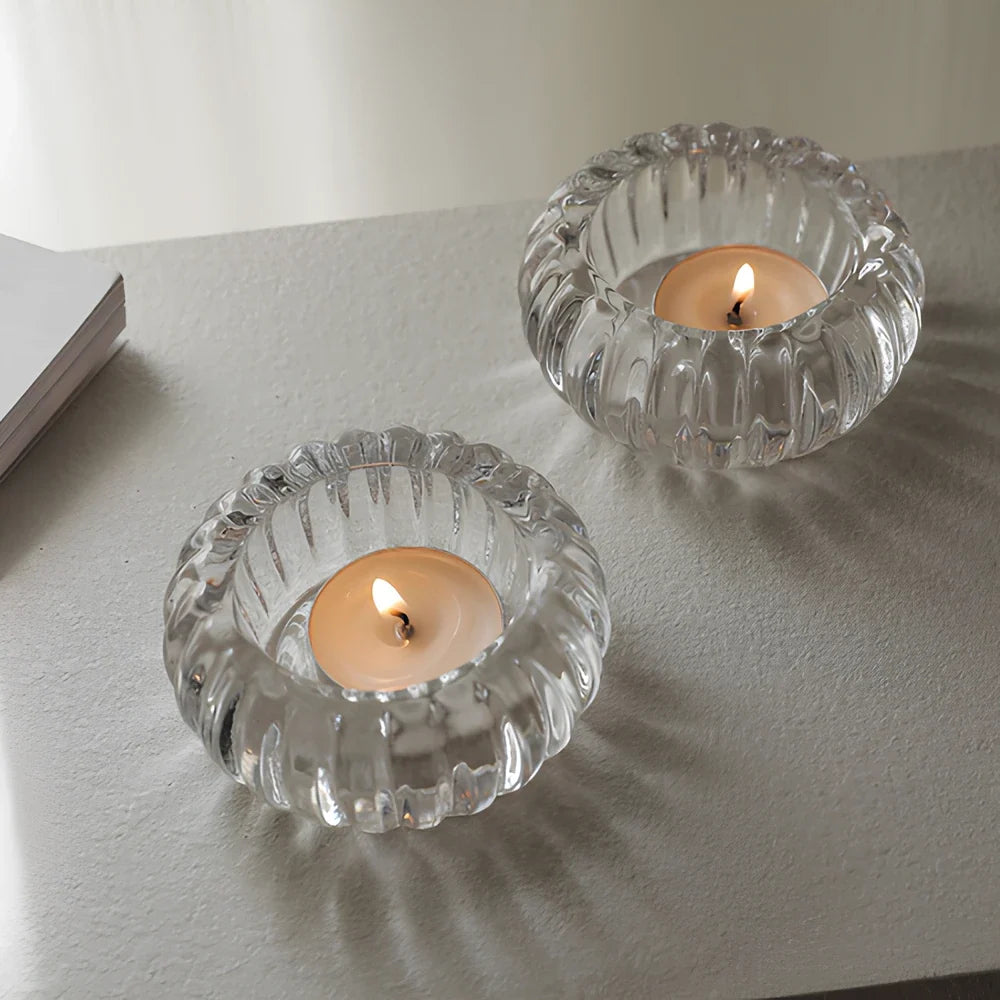 Glass tealight holder, ribbed crystal, view 8