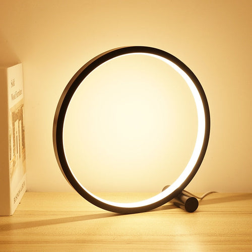 Modern halo bedside lamp, dimmable, view 2