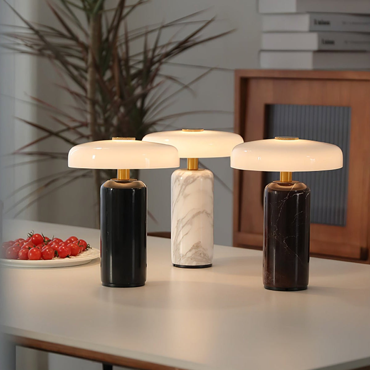 Marble table lamp, rechargeable cordless, view 3