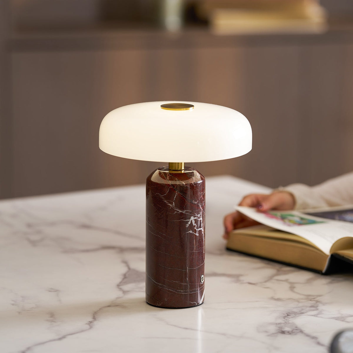 Marble table lamp, rechargeable cordless, view 4