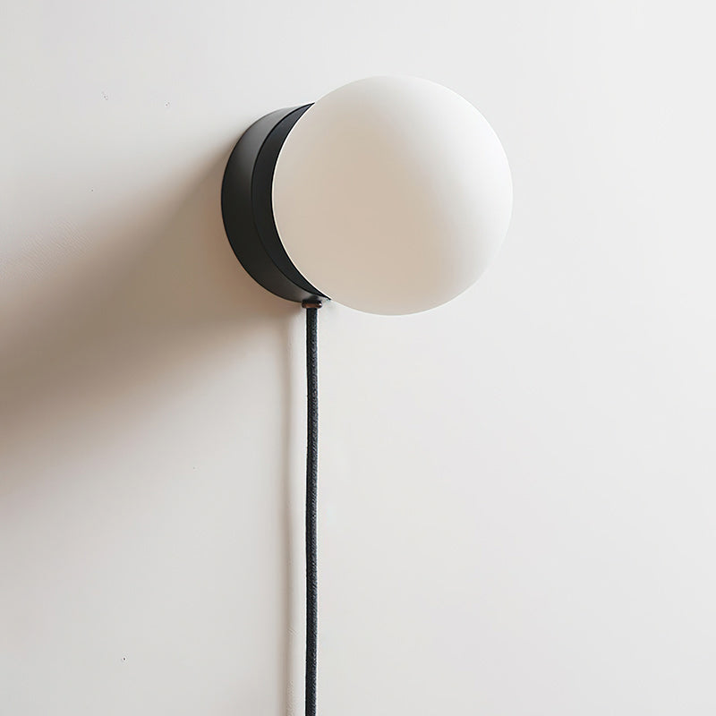 Plug in wall sconce, glass globe, view 2