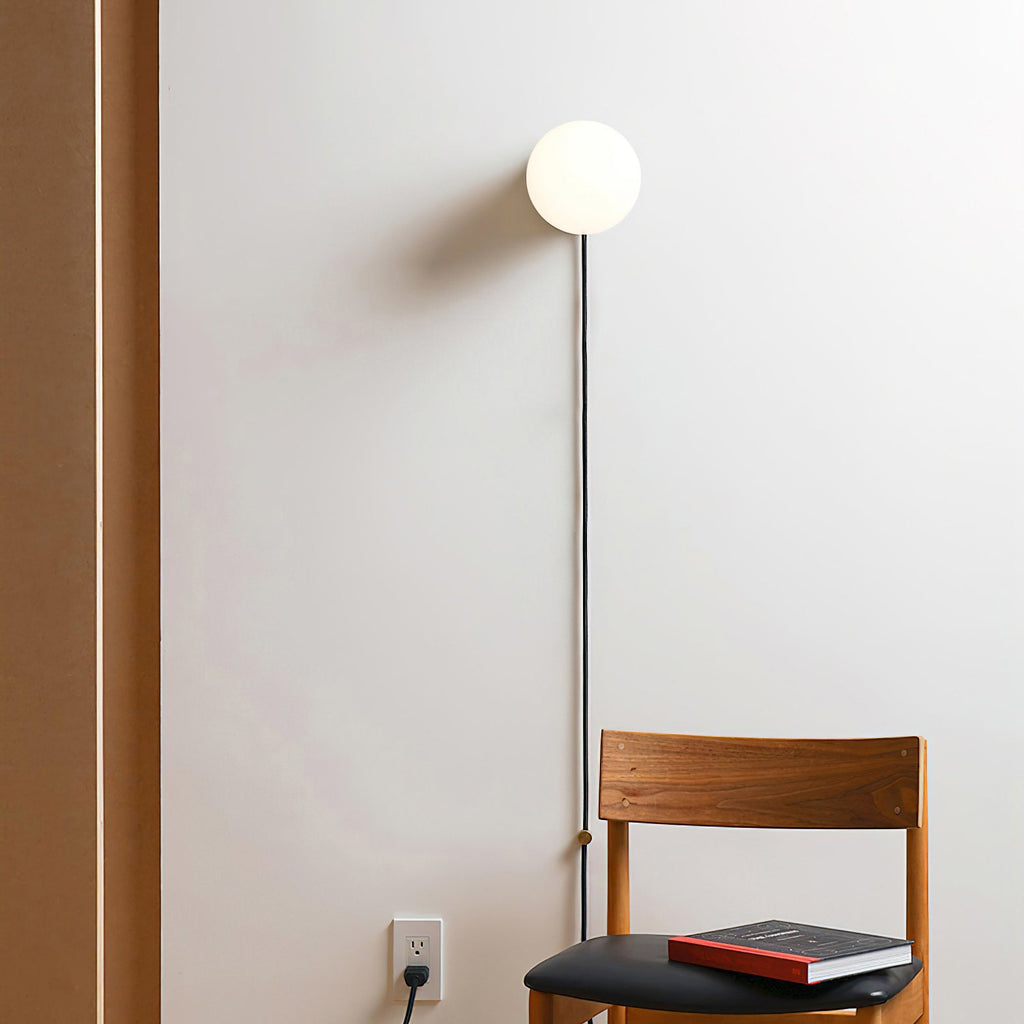 Plug in wall sconce, glass globe, view 4
